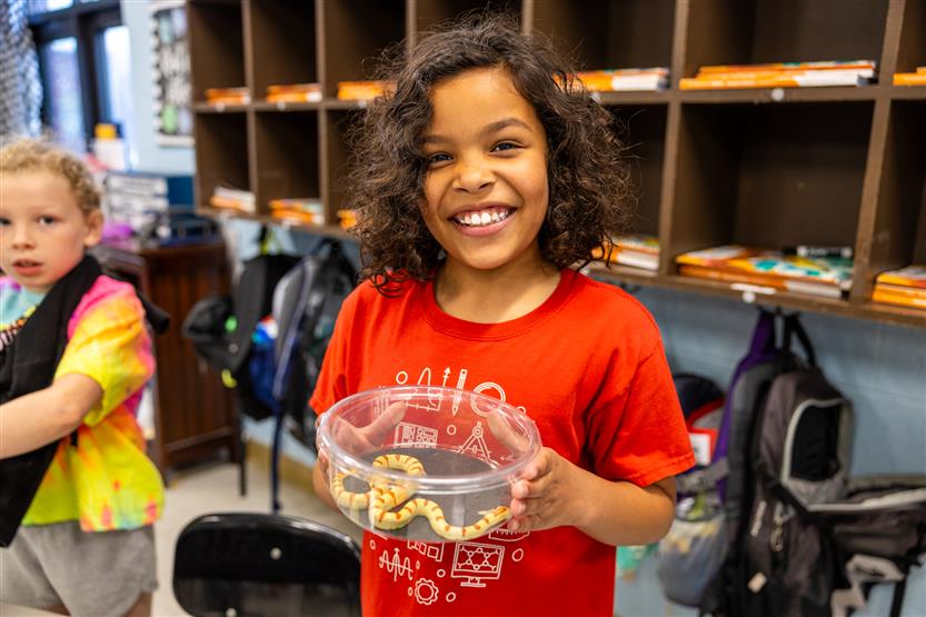 Students study reptiles